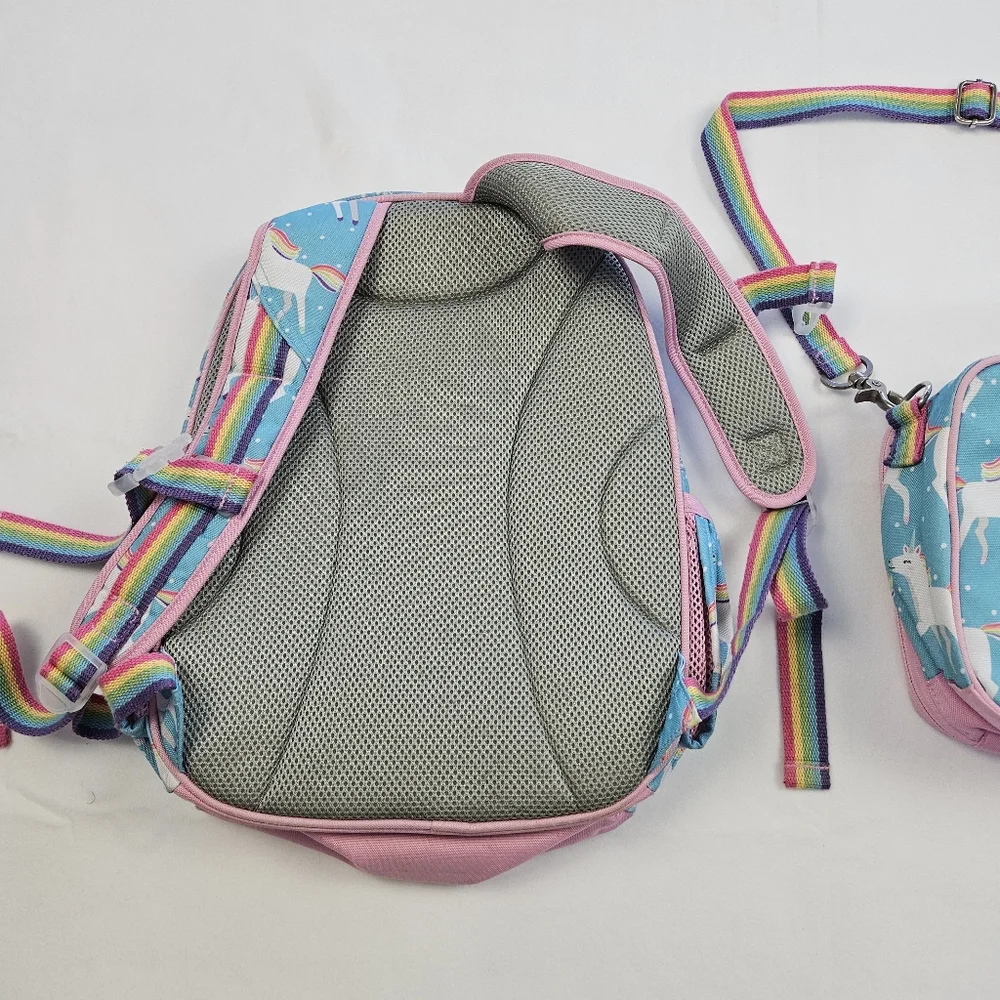 PBK Mackenzie Backpack & Lunchbox Aqua Unicorn Harper Monogram Good Condition